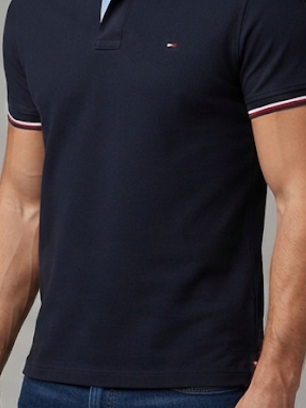 Tommy Hilfiger Navy Polo Golfcore shirt with Red & White Trim